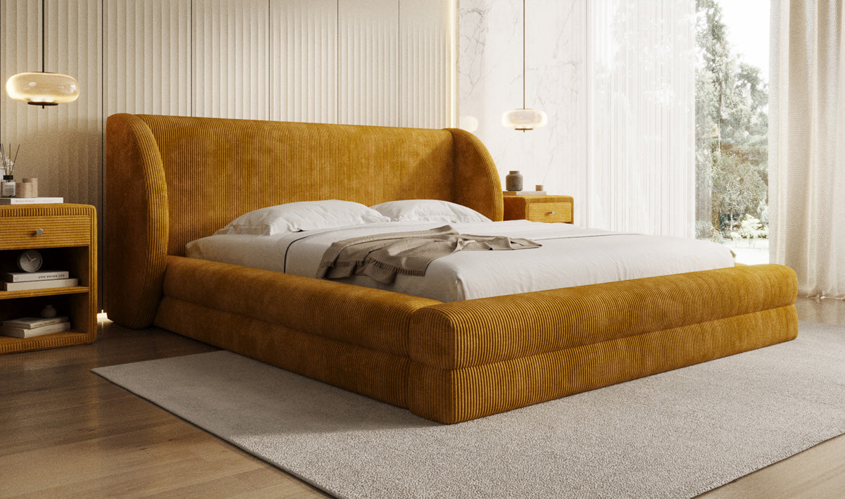 Designer Upholstered Bed Liv Corduroy with Storage