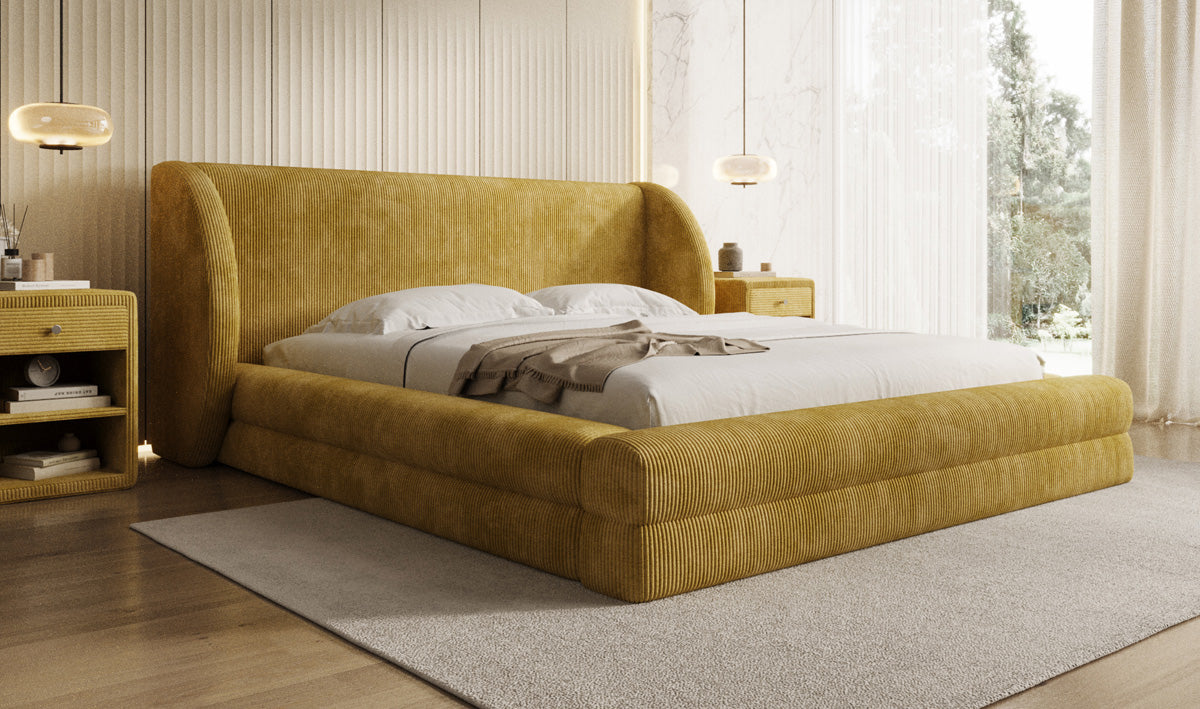 Designer Upholstered Bed Liv Corduroy with Storage