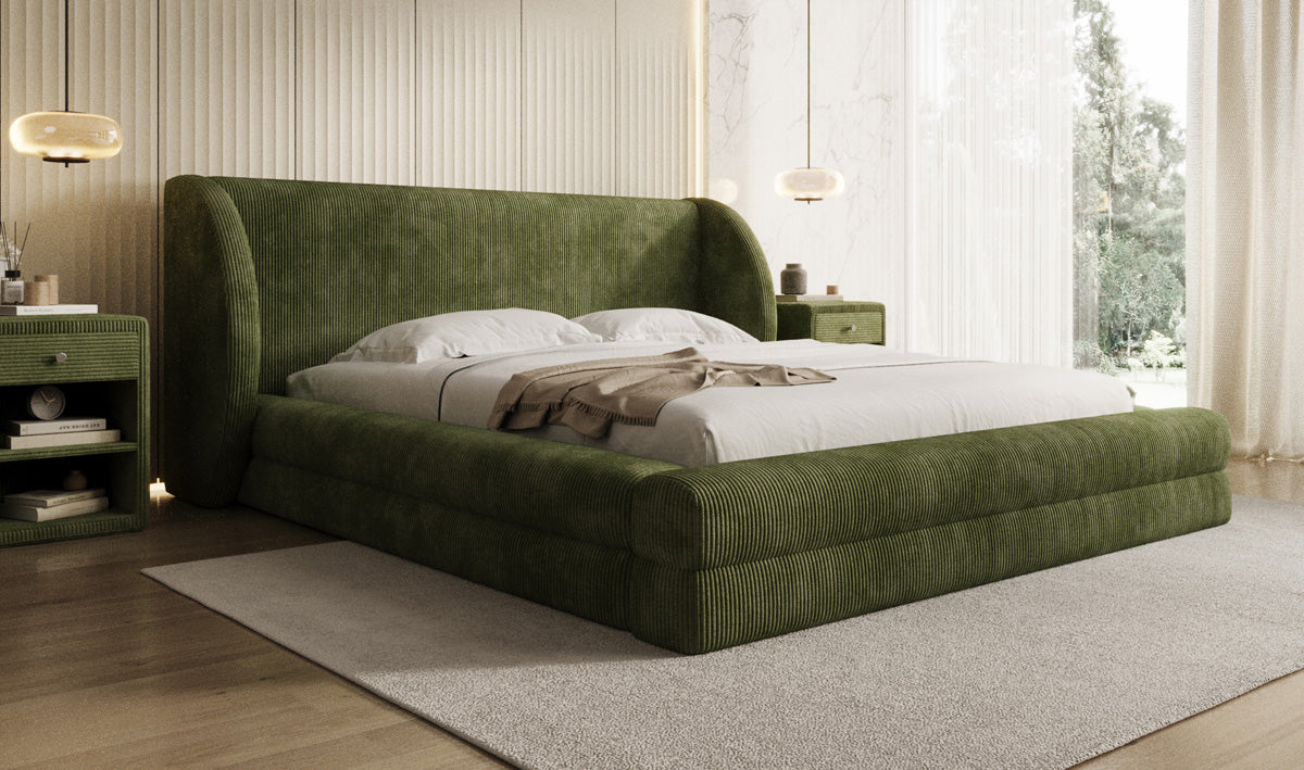 Designer Upholstered Bed Liv Corduroy with Storage