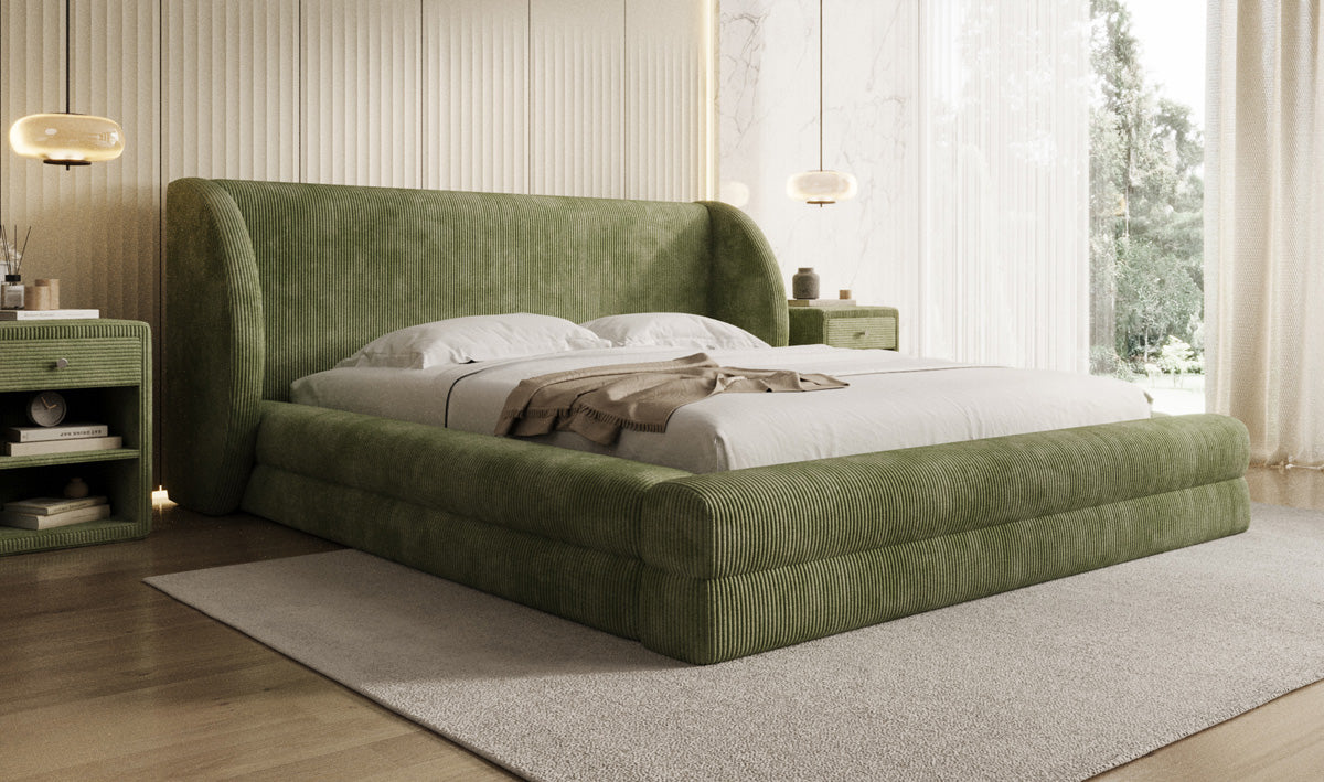 Designer Upholstered Bed Liv Corduroy with Storage