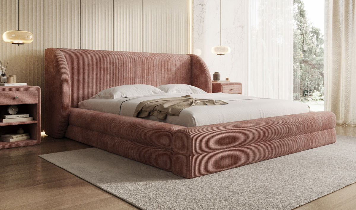 Designer Upholstered Bed Liv Corduroy with Storage