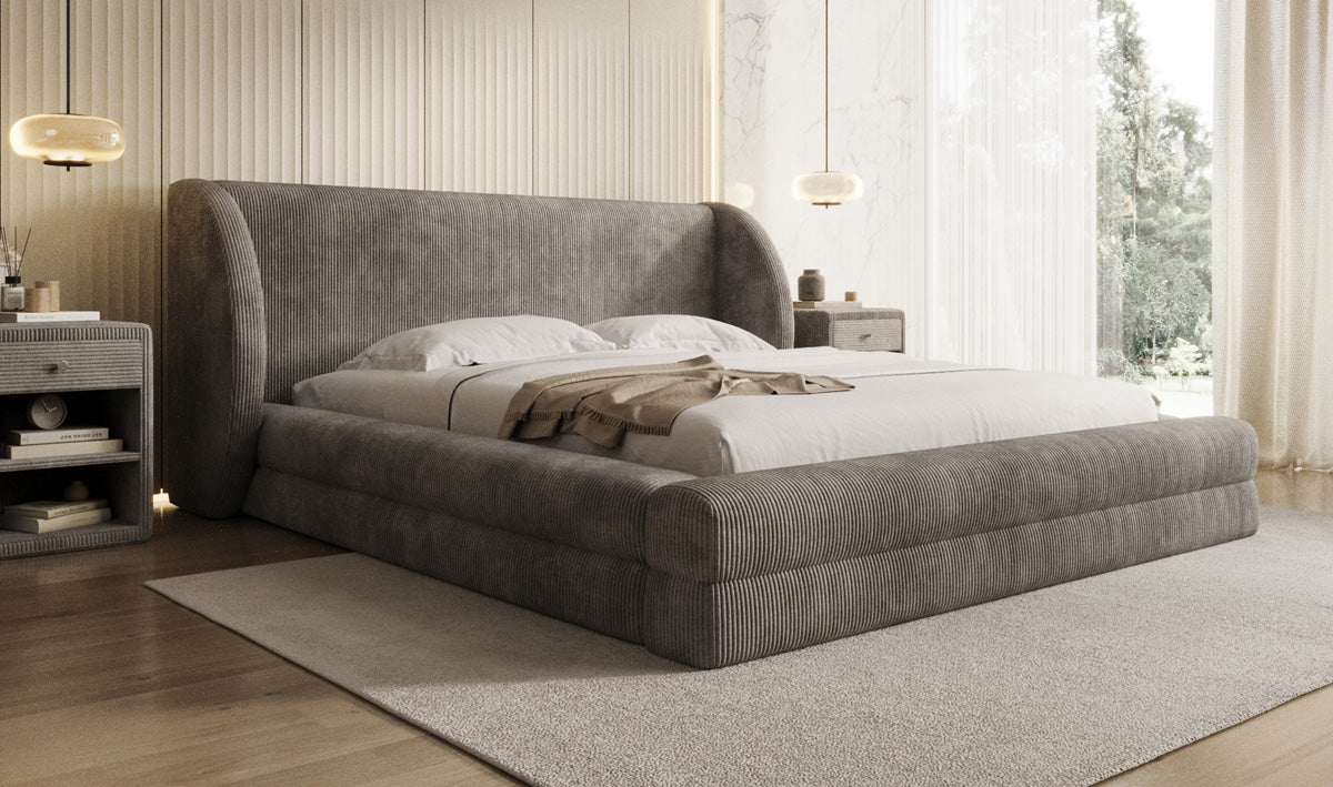 Designer Upholstered Bed Liv Corduroy with Storage