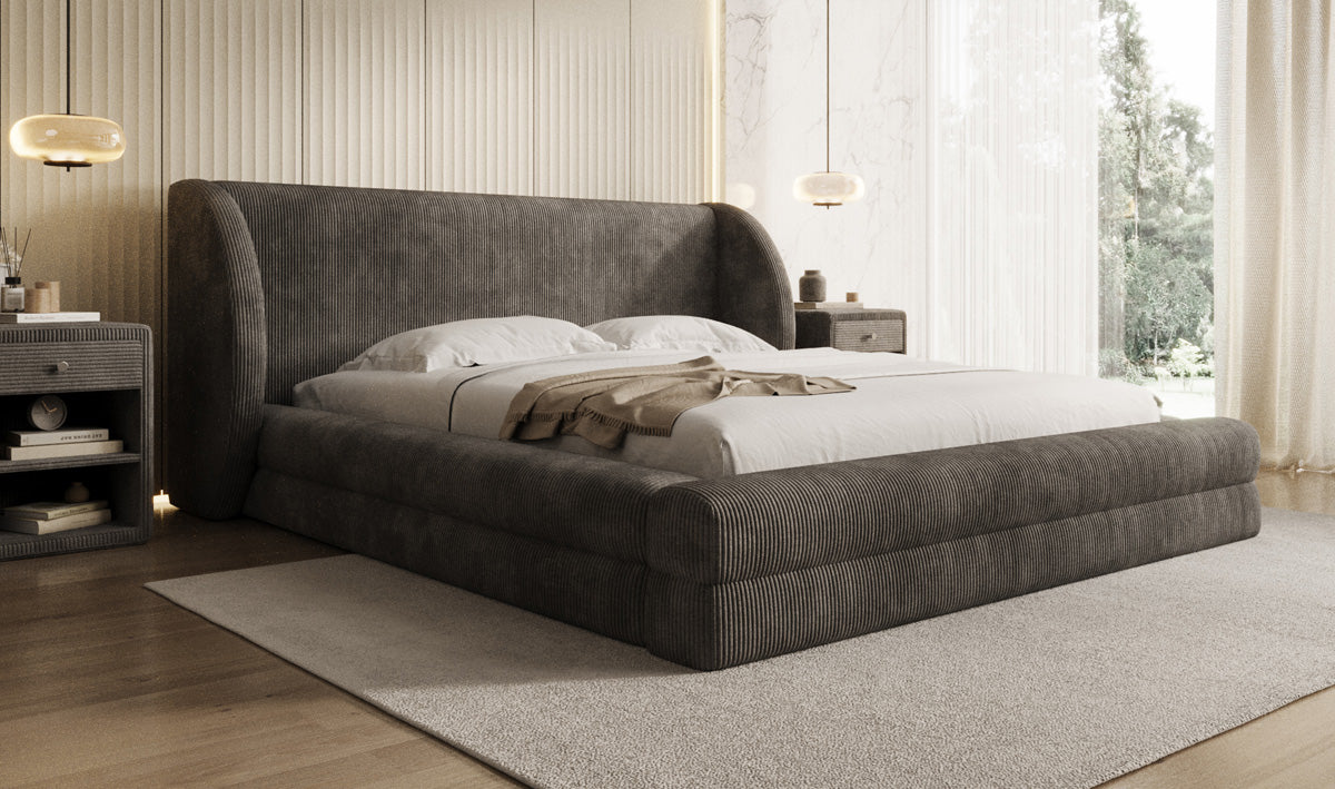 Designer Upholstered Bed Liv Corduroy with Storage