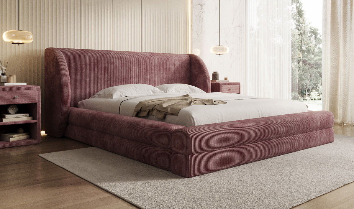 Designer Upholstered Bed Liv Corduroy with Storage