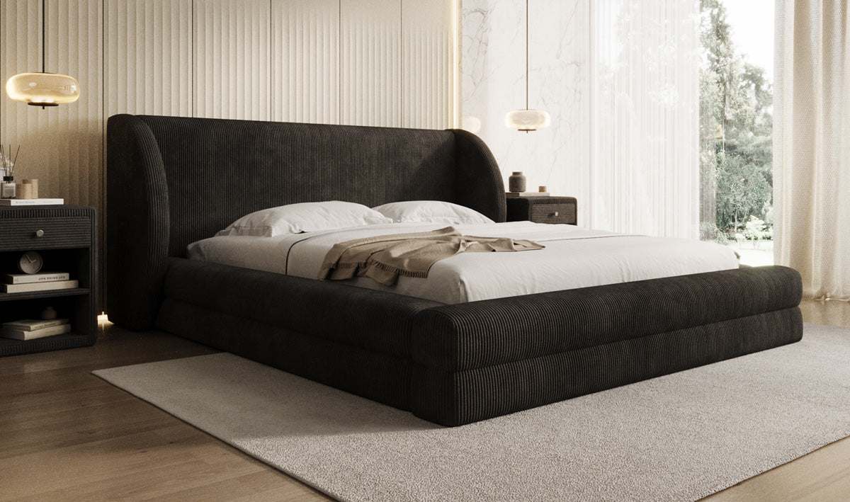 Designer Upholstered Bed Liv Corduroy with Storage