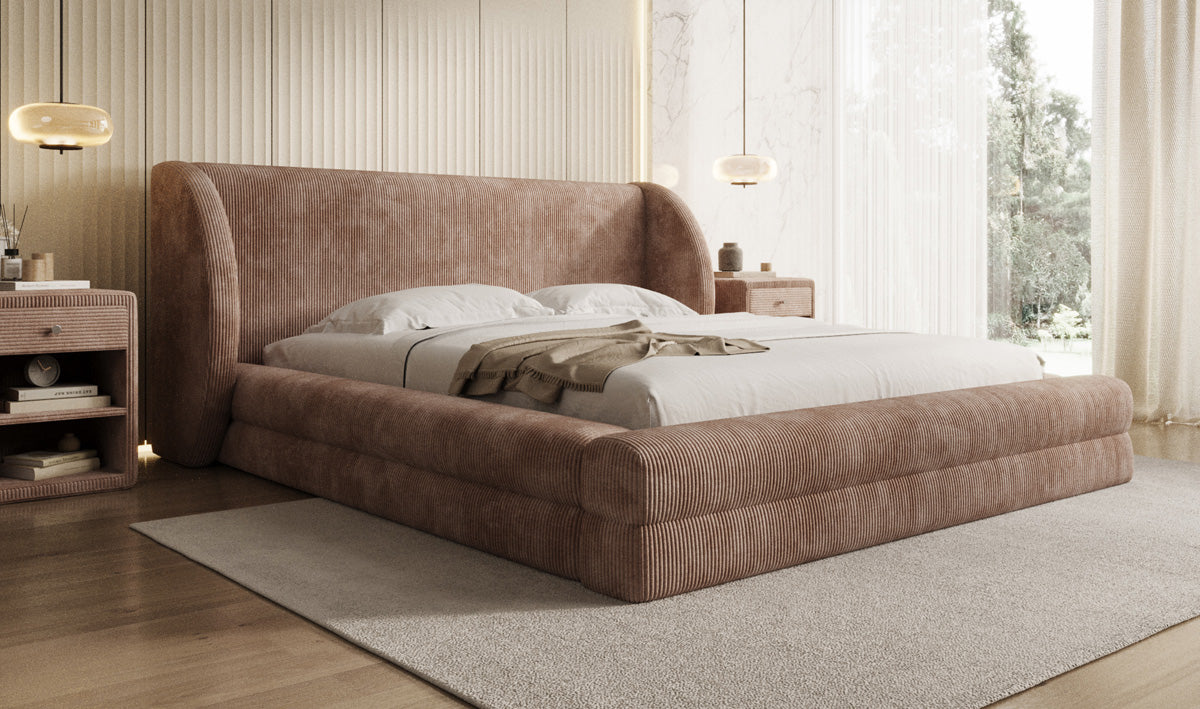 Designer Upholstered Bed Liv Corduroy with Storage