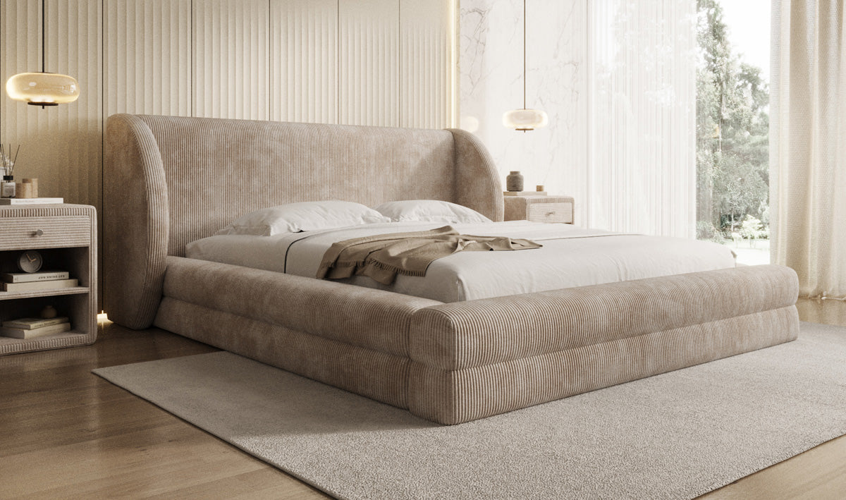 Designer Upholstered Bed Liv Corduroy with Storage