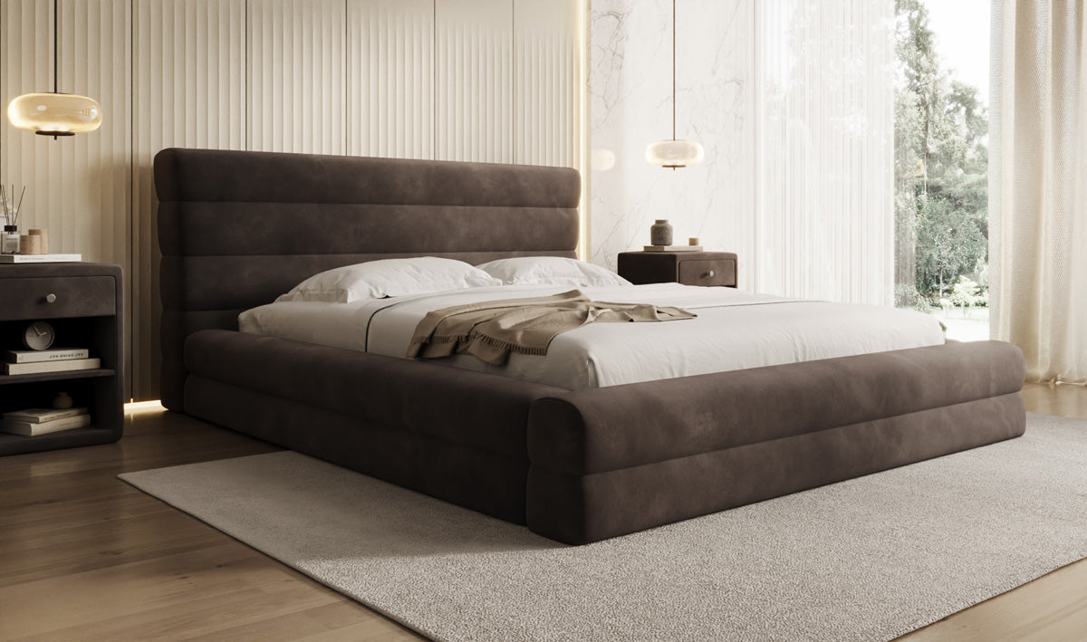 Designer Polsterbett Maren in Samt mit Stauraum