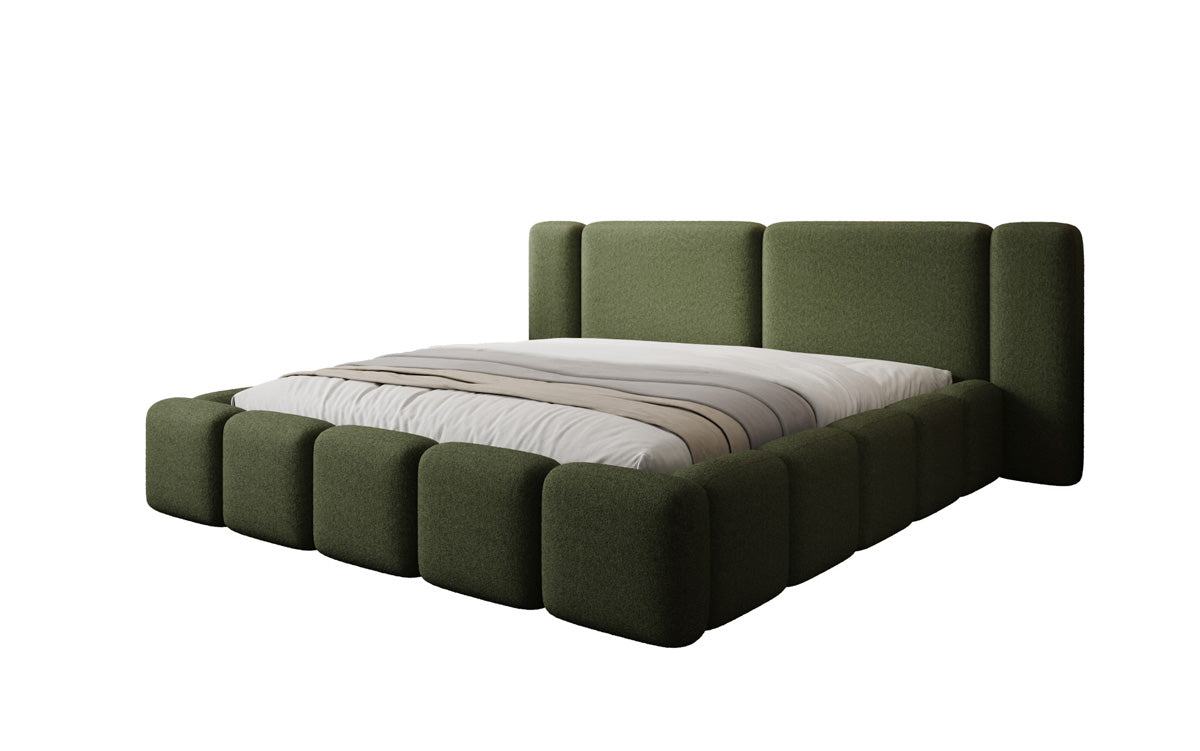 Designer upholstered bed Bianca in teddy bouclé with storage