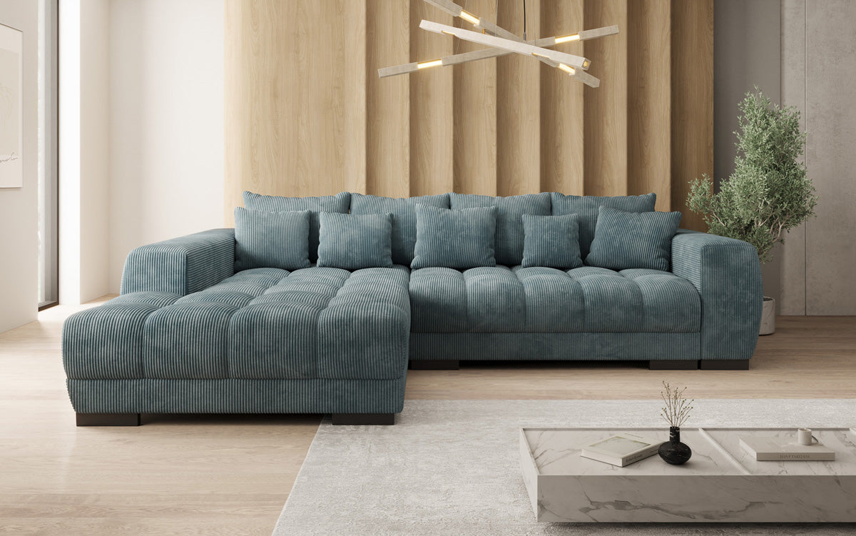 Designer sofa Balu with sleeper function and storage in Corduroy