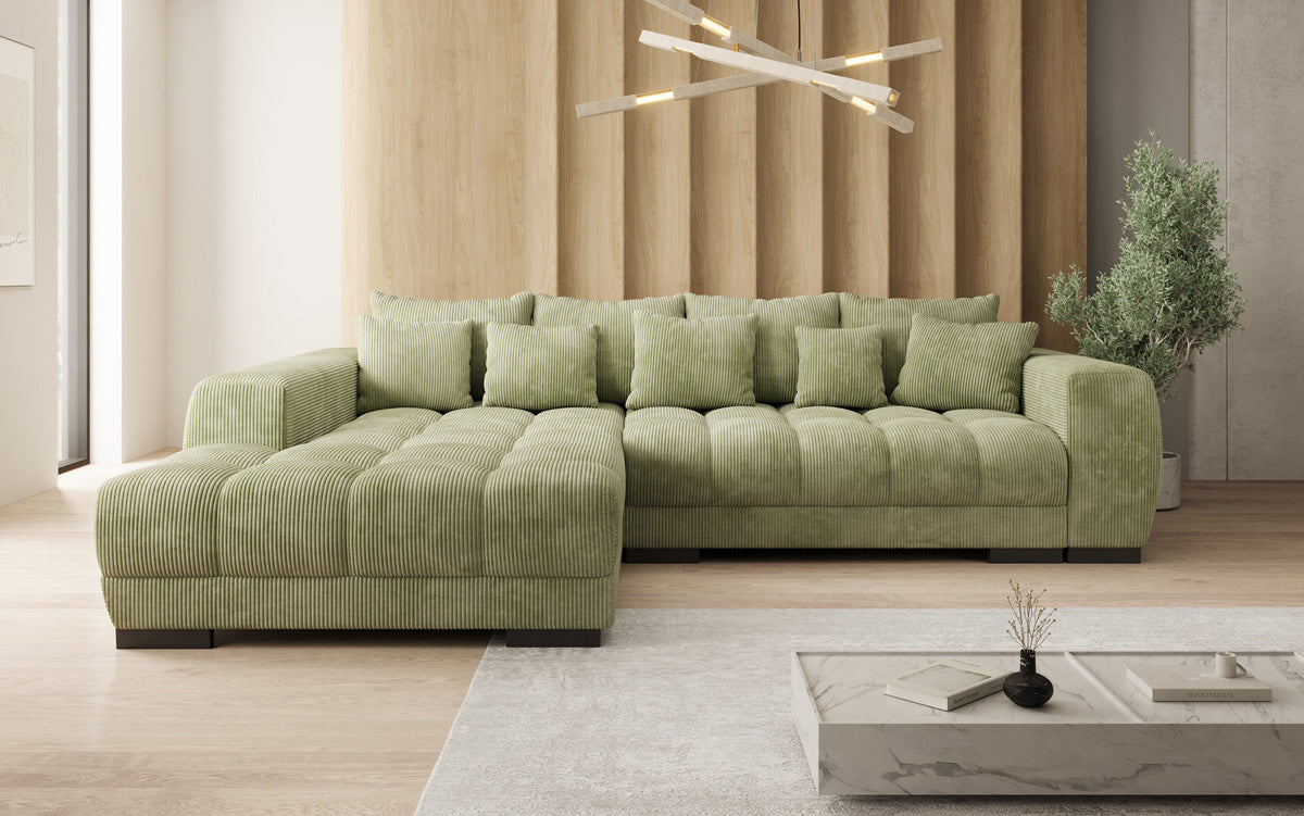 Designer sofa Balu with sleeper function and storage in Corduroy