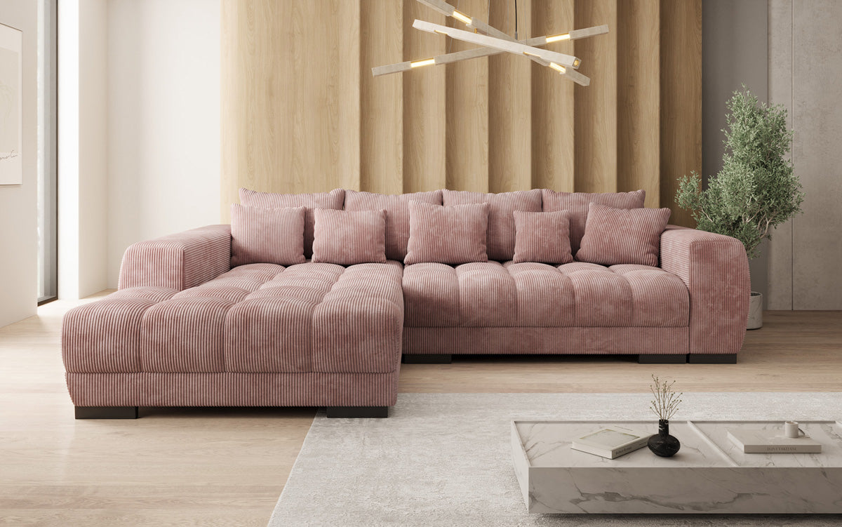 Designer sofa Balu with sleeper function and storage in Corduroy