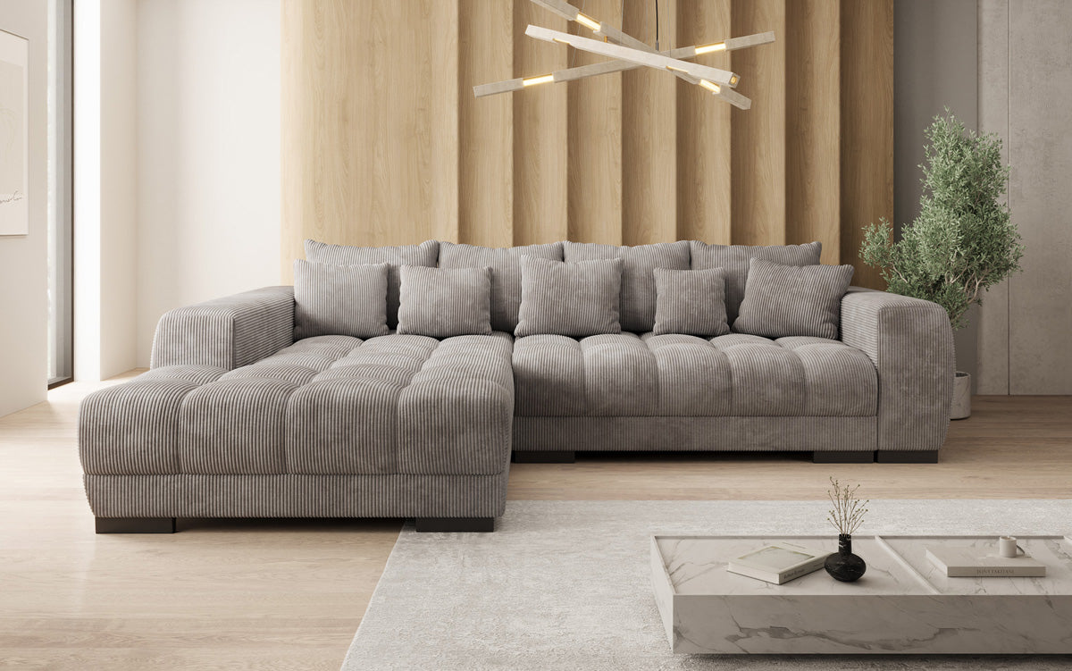 Designer sofa Balu with sleeper function and storage in Corduroy