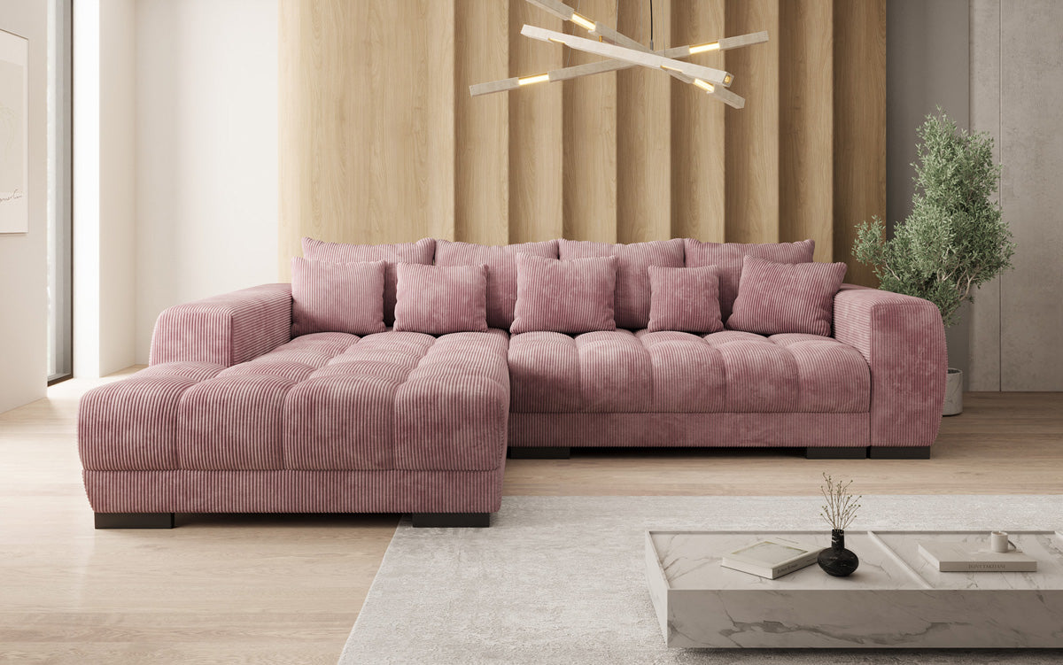 Designer sofa Balu with sleeper function and storage in Corduroy
