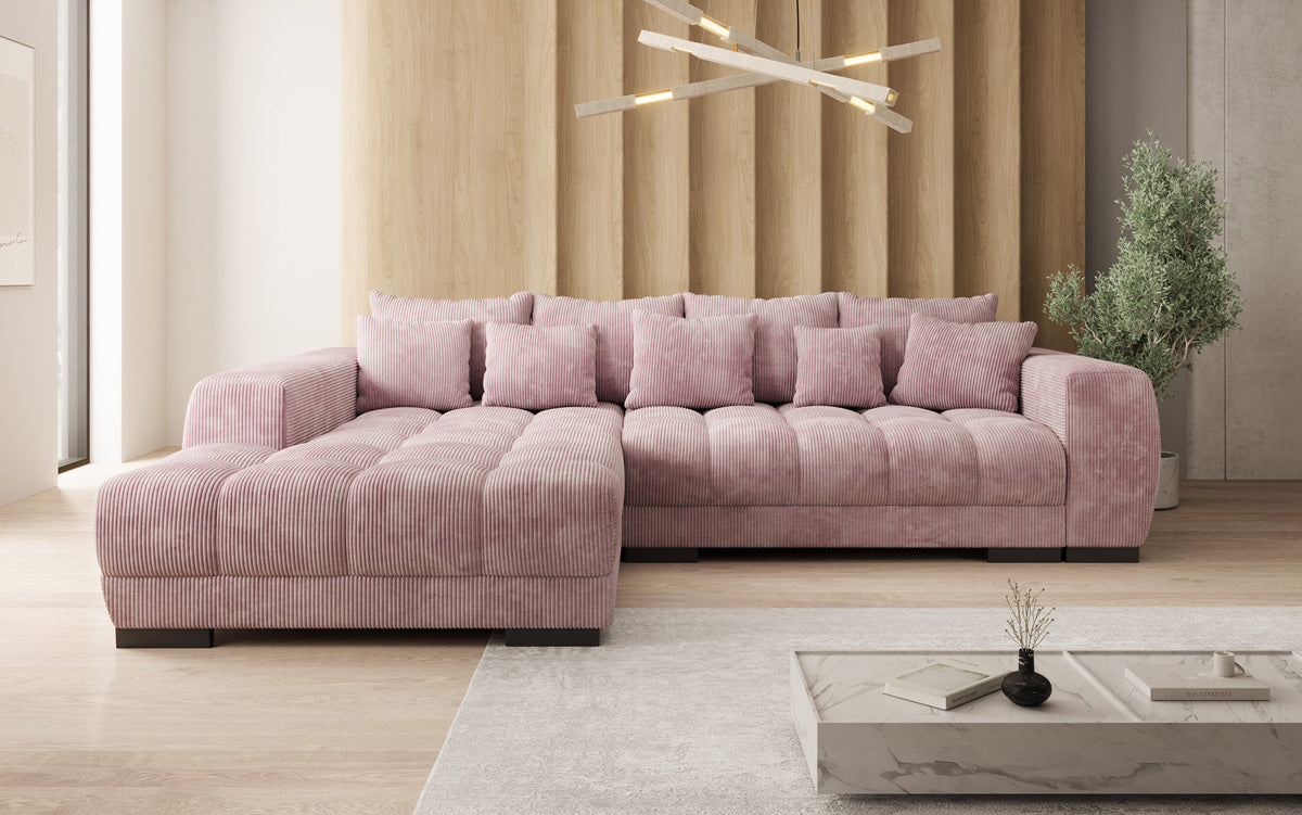 Designer sofa Balu with sleeper function and storage in Corduroy