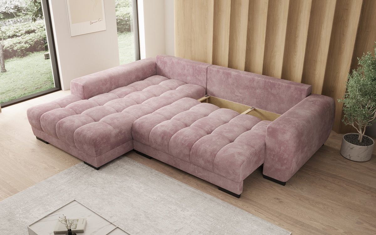 Designer sofa Balu with sleeper function and storage in Corduroy