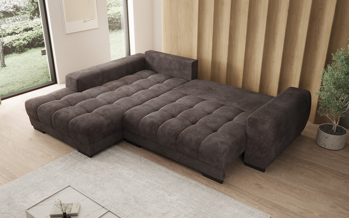 Designer sofa Balu with sleeper function and storage in Corduroy
