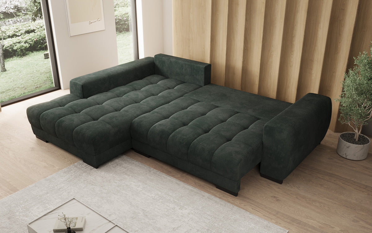 Designer sofa Balu with sleeper function and storage in Corduroy