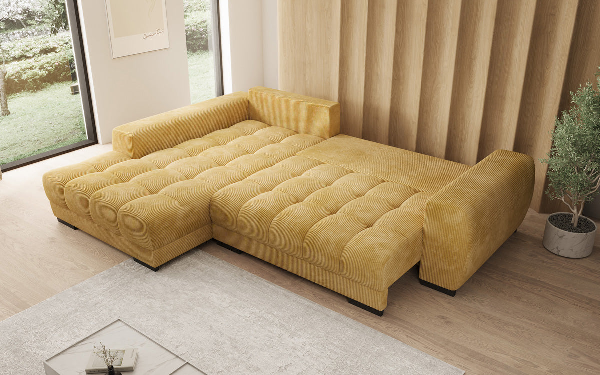Designer sofa Balu with sleeper function and storage in Corduroy