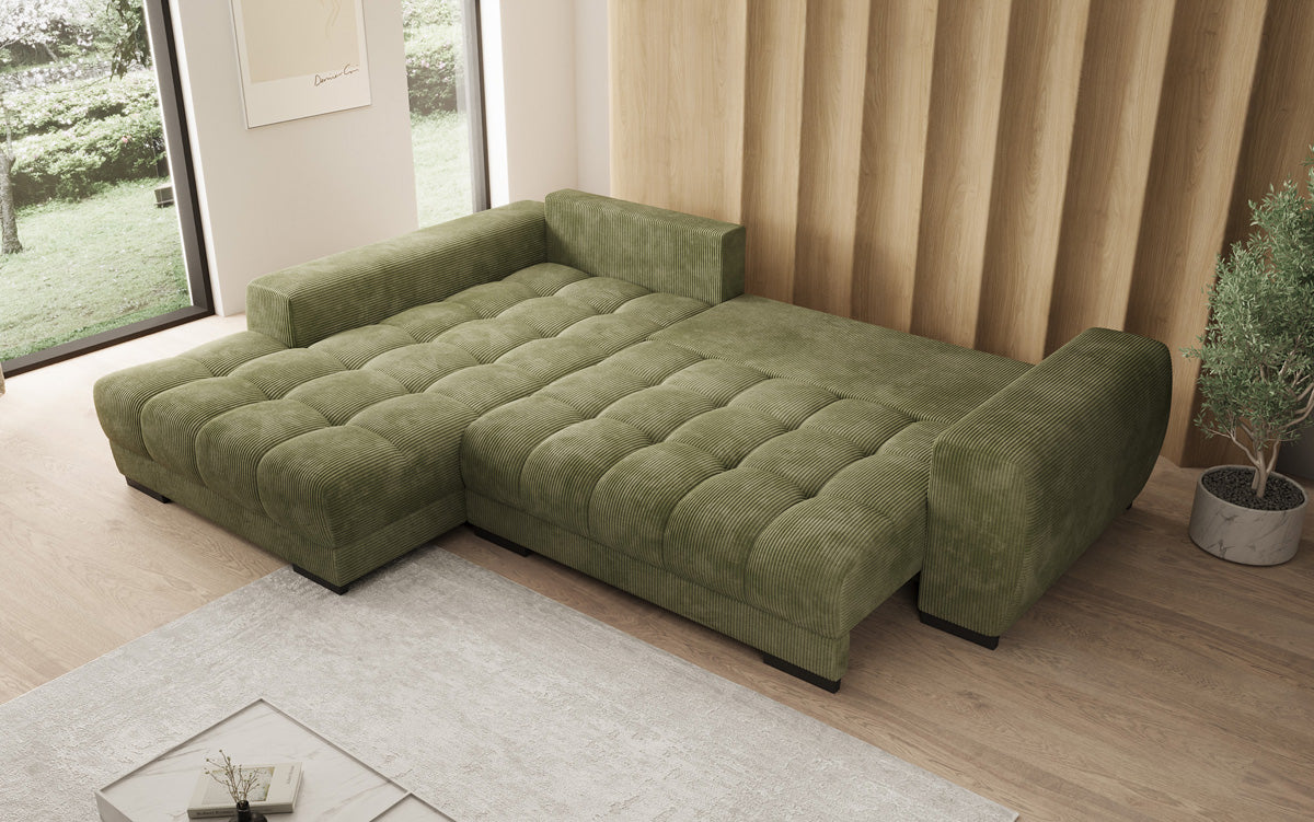 Designer sofa Balu with sleeper function and storage in Corduroy