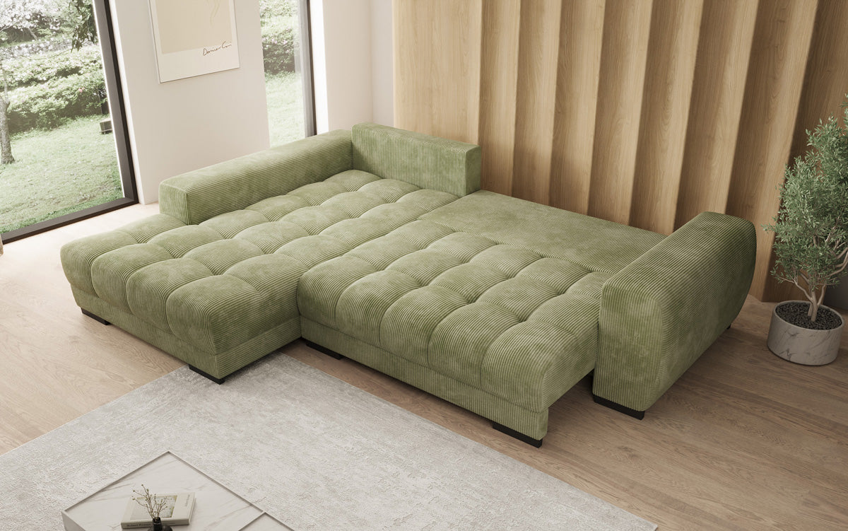 Designer sofa Balu with sleeper function and storage in Corduroy