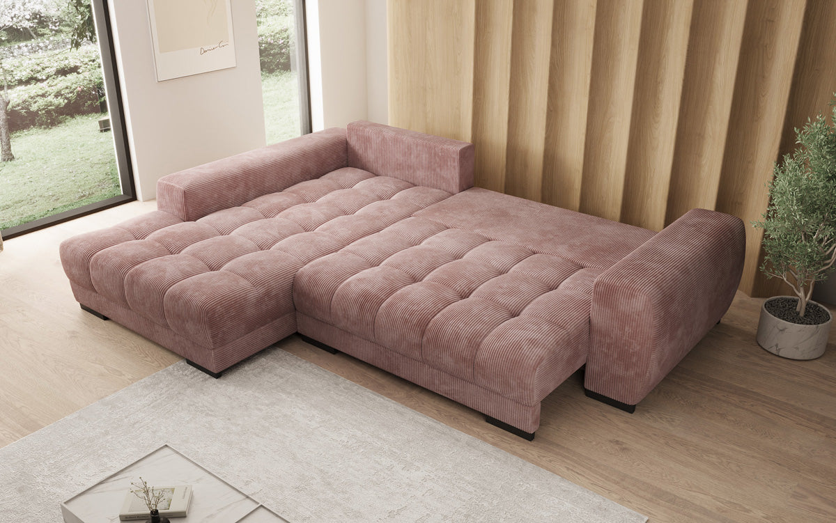 Designer sofa Balu with sleeper function and storage in Corduroy