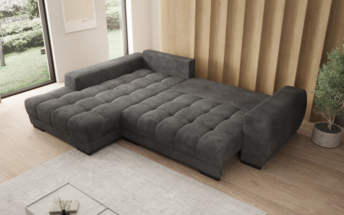 Designer sofa Balu with sleeper function and storage in Corduroy