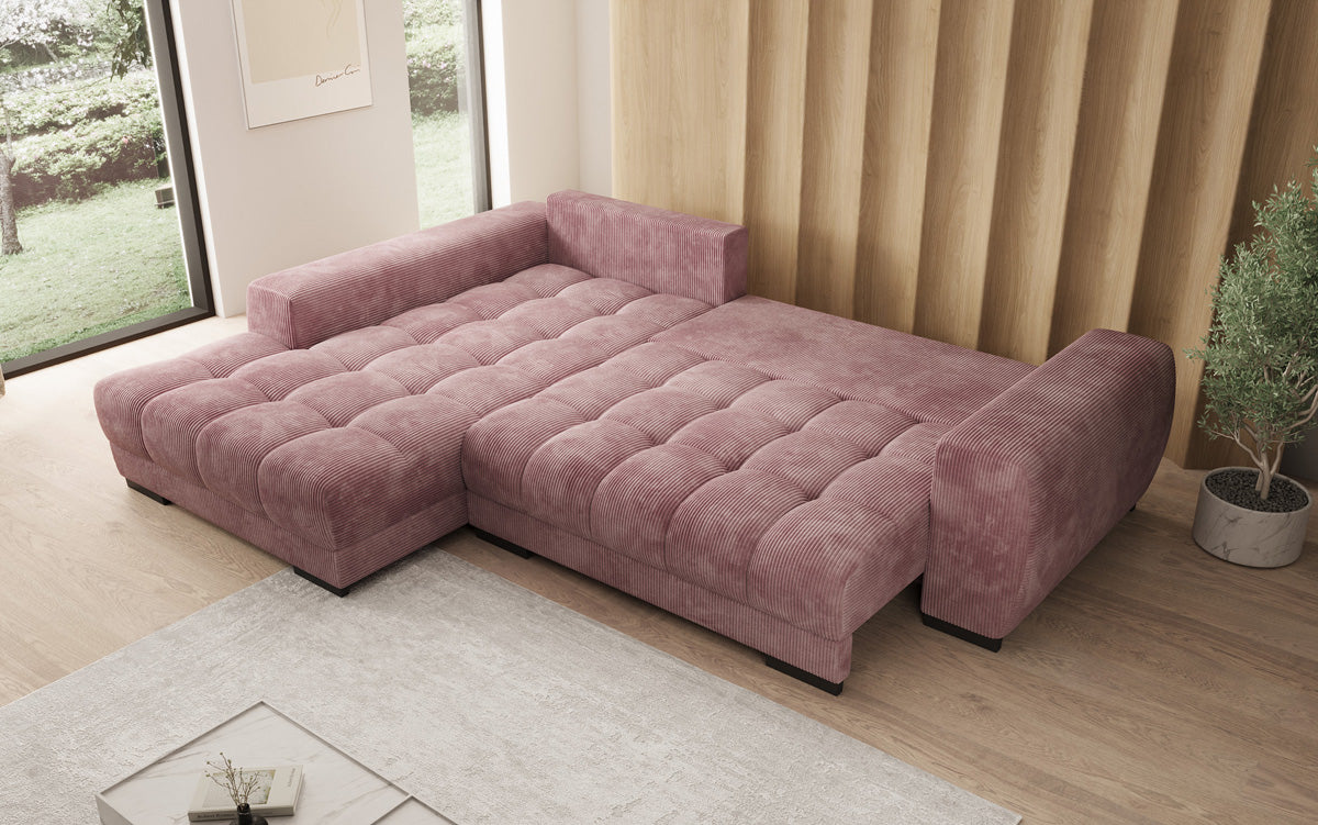 Designer sofa Balu with sleeper function and storage in Corduroy