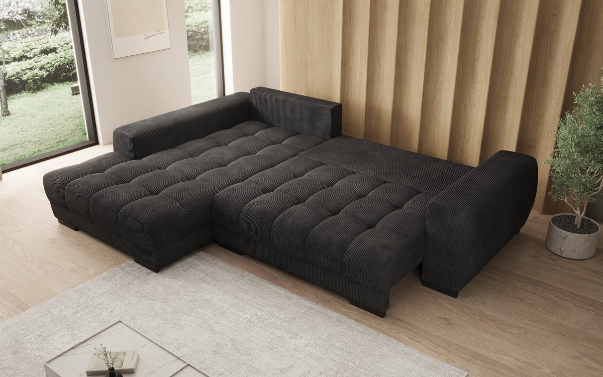 Designer sofa Balu with sleeper function and storage in Corduroy