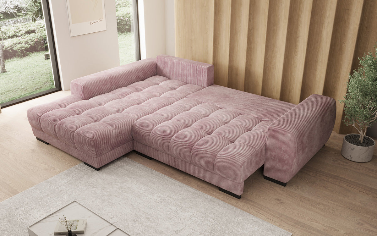 Designer sofa Balu with sleeper function and storage in Corduroy