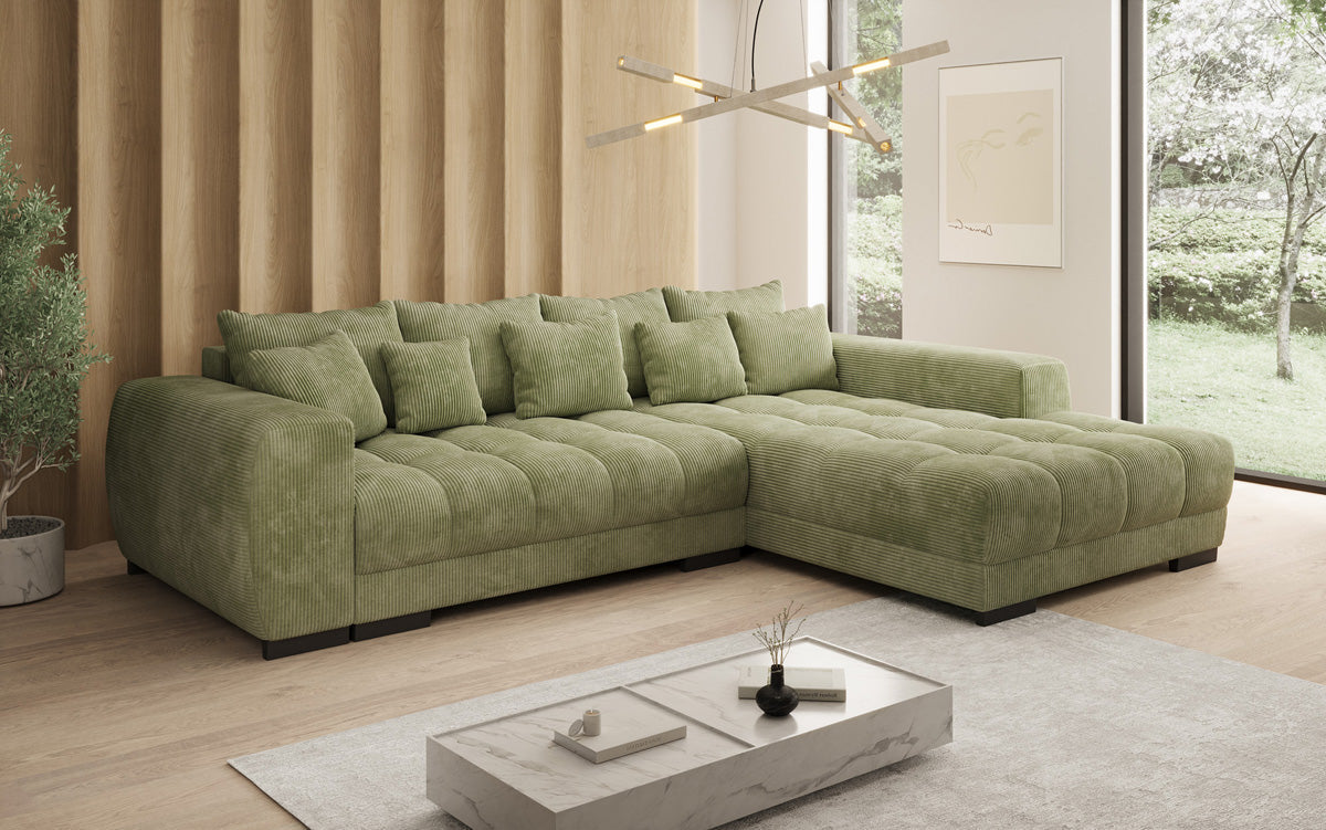 Designer sofa Balu with sleeper function and storage in Corduroy