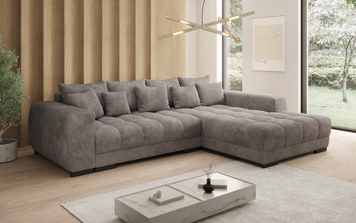 Designer sofa Balu with sleeper function and storage in Corduroy