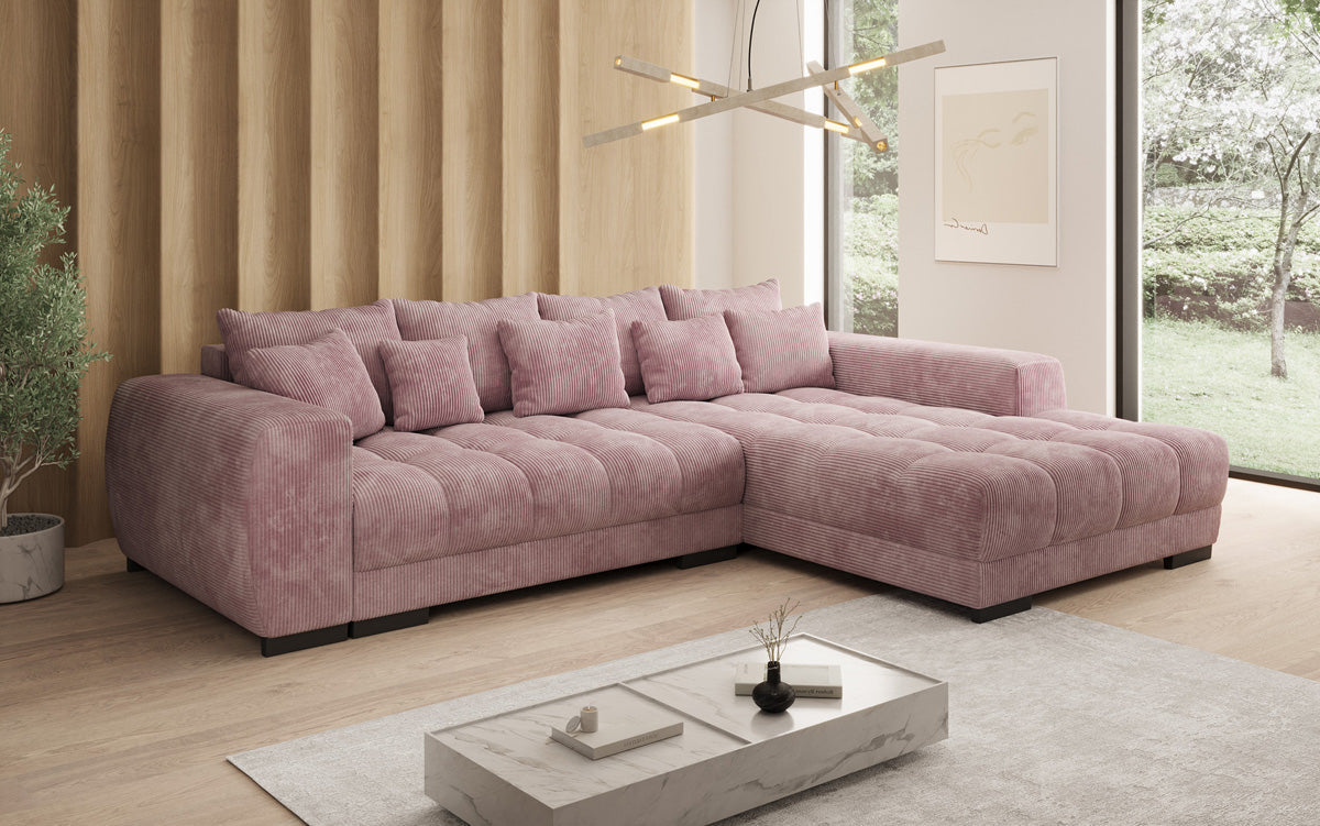 Designer sofa Balu with sleeper function and storage in Corduroy