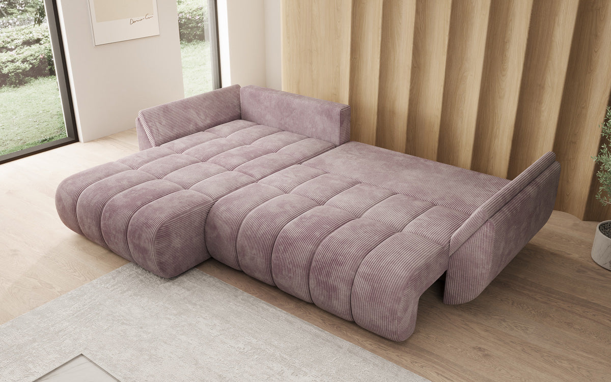 Designer Sofa Lenoa L mit Schlaffunktion und Stauraum in Cord