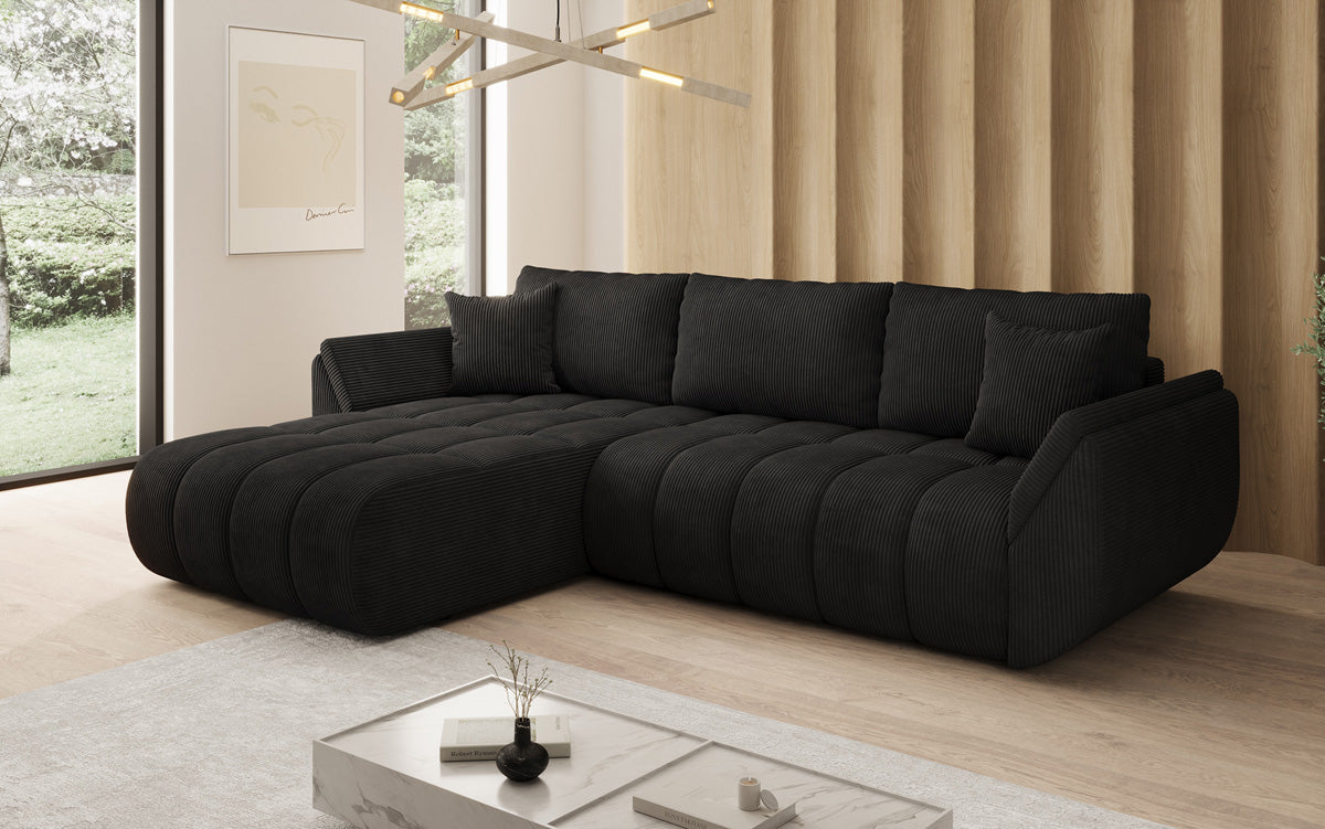 Designer Sofa Lenoa L mit Schlaffunktion und Stauraum in Cord