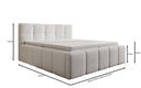 Designer upholstered bed Romy in Teddy Bouclé with storage, including mattresses