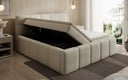 Designer upholstered bed Romy in Teddy Bouclé with storage, including mattresses