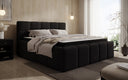 Designer upholstered bed Romy in Teddy Bouclé with storage, including mattresses
