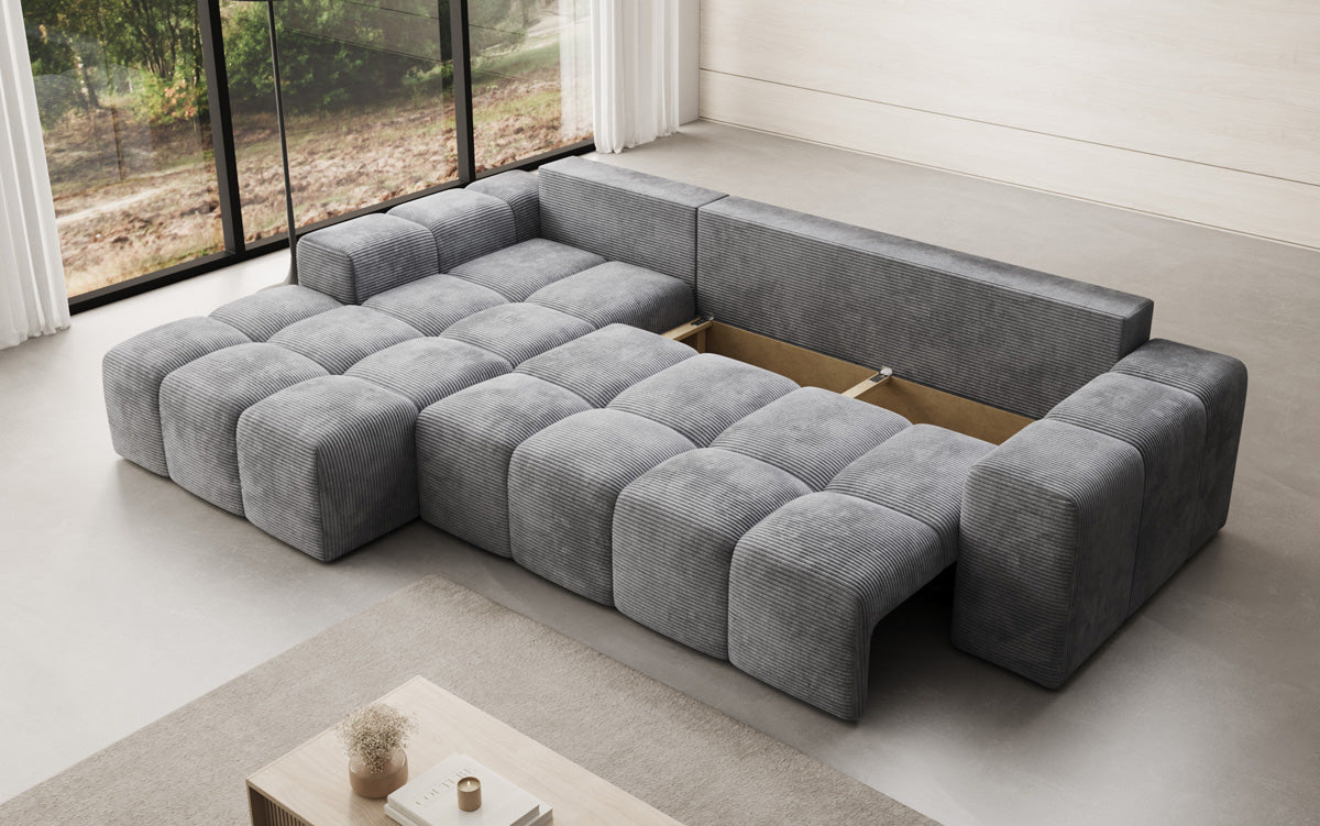 Designer Sofa Aila mit Schlaf- und Klappfunktion in Cord