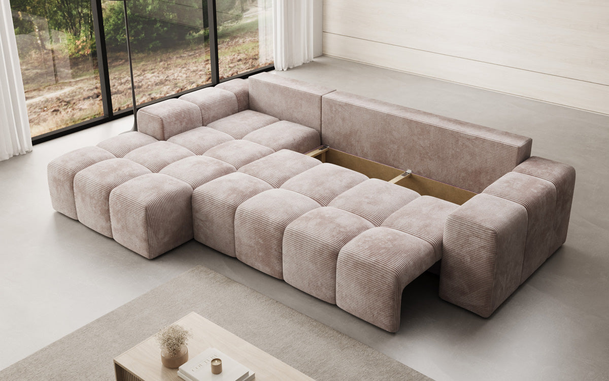 Designer Sofa Aila mit Schlaf- und Klappfunktion in Cord