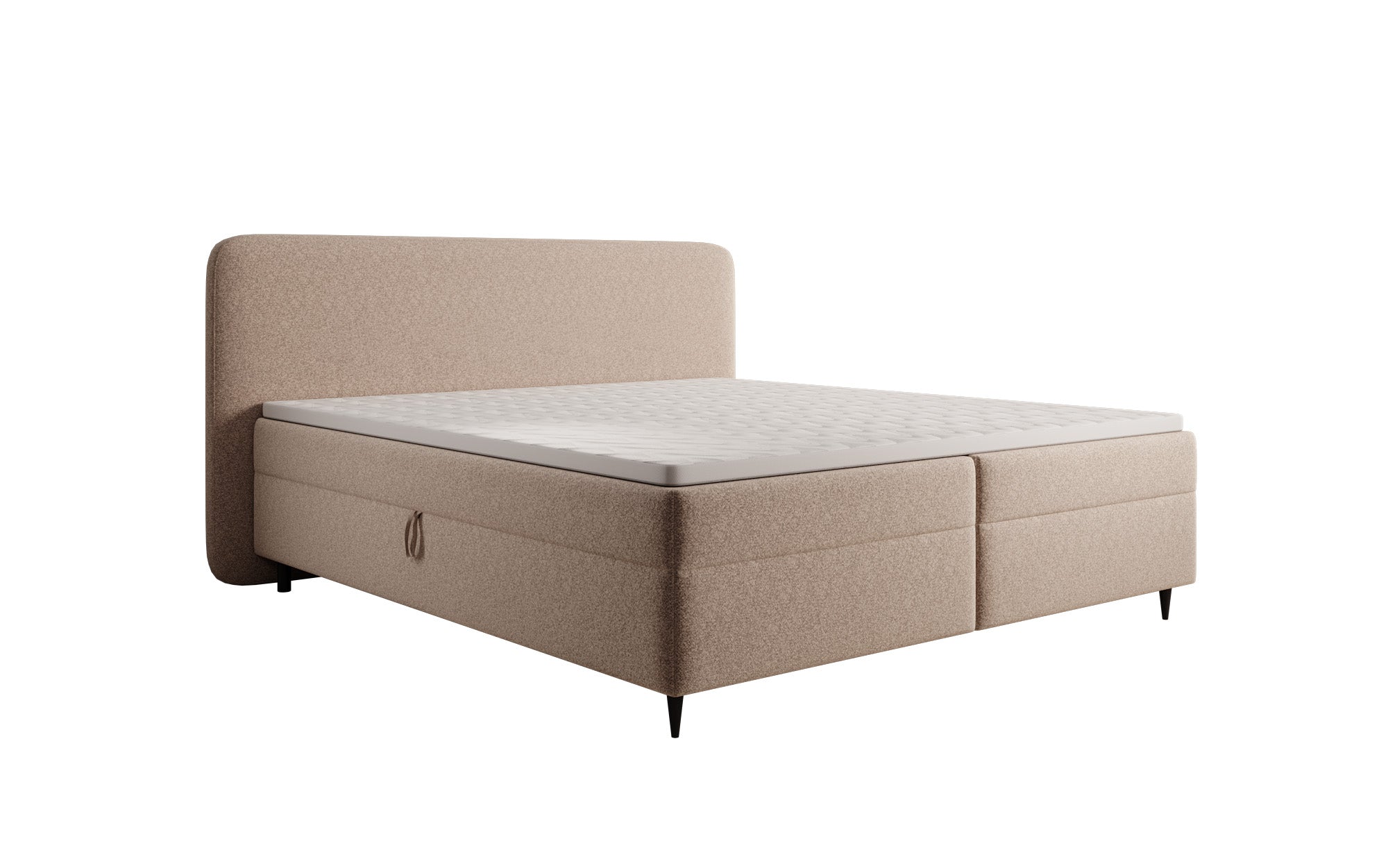 Box spring bed Nea in textured fabric with storage space