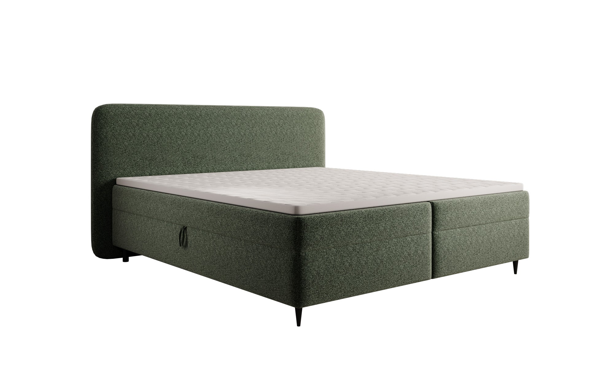 Box spring bed Nea in textured fabric with storage space