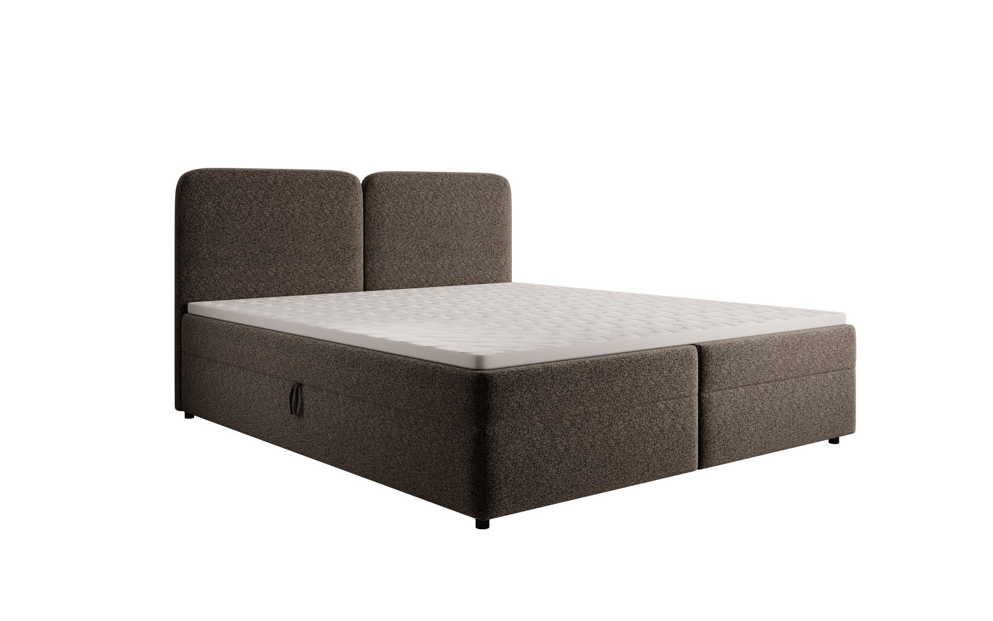 Box spring bed Mira in textured fabric with storage space