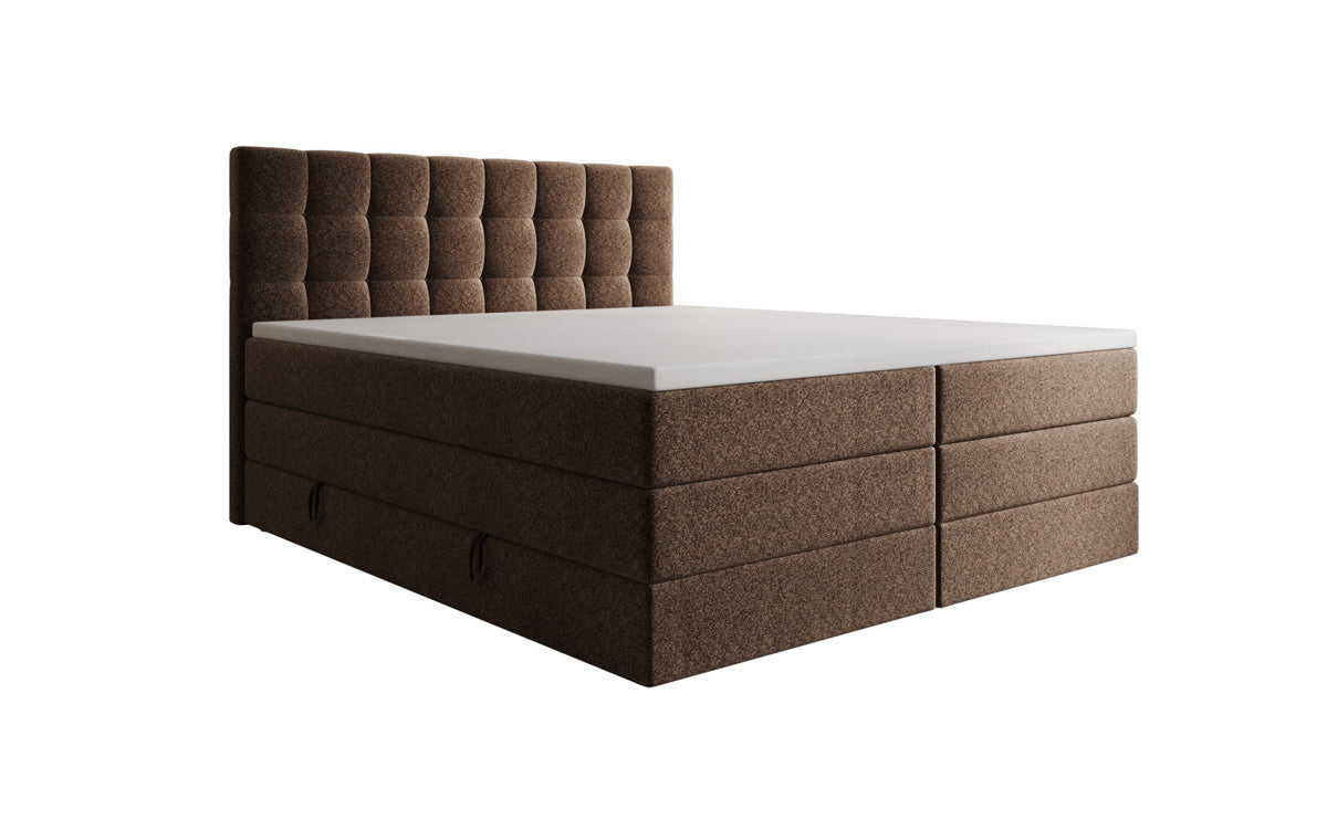 Grandé box spring bed in textured fabric with storage space