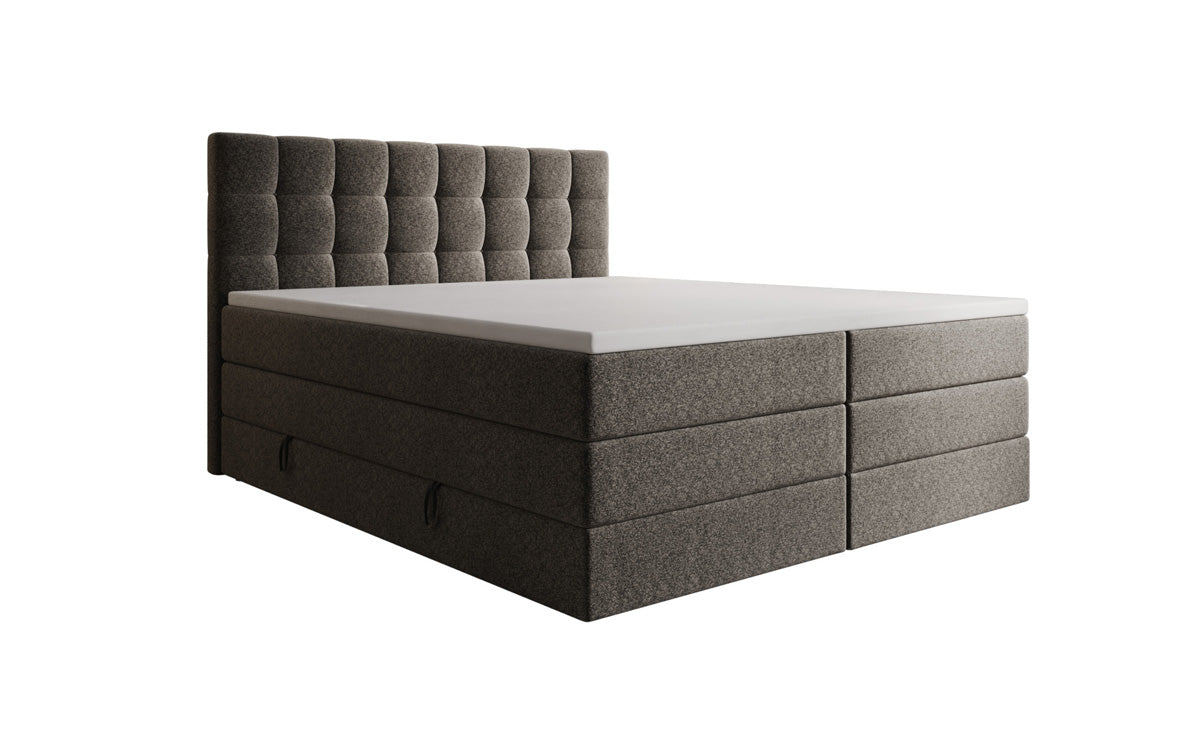 Grandé box spring bed in textured fabric with storage space