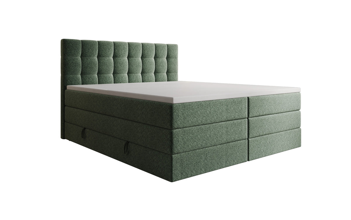 Grandé box spring bed in textured fabric with storage space