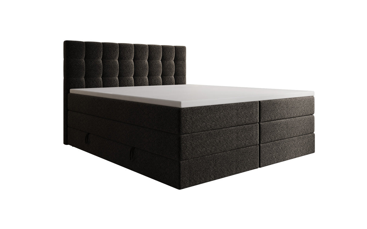 Grandé box spring bed in textured fabric with storage space