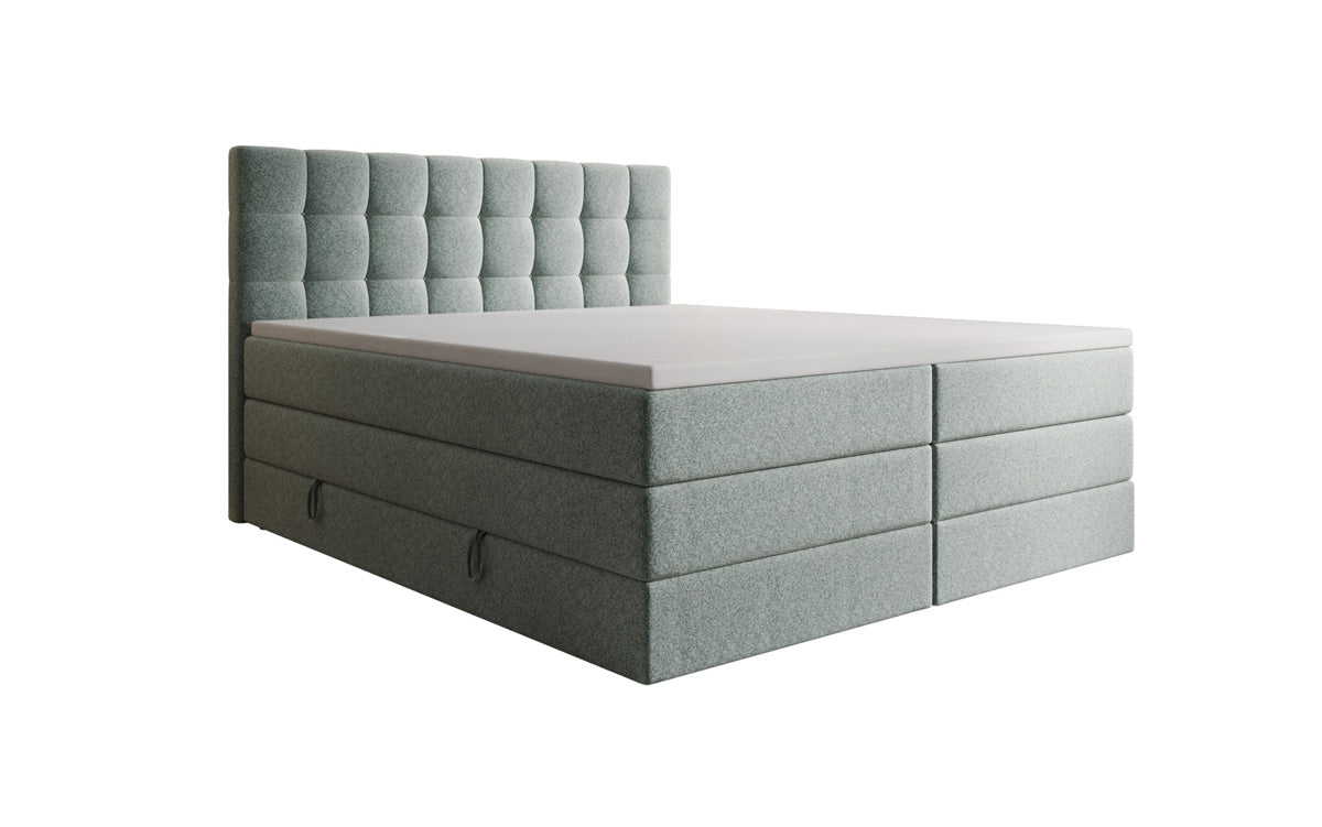 Grandé box spring bed in textured fabric with storage space