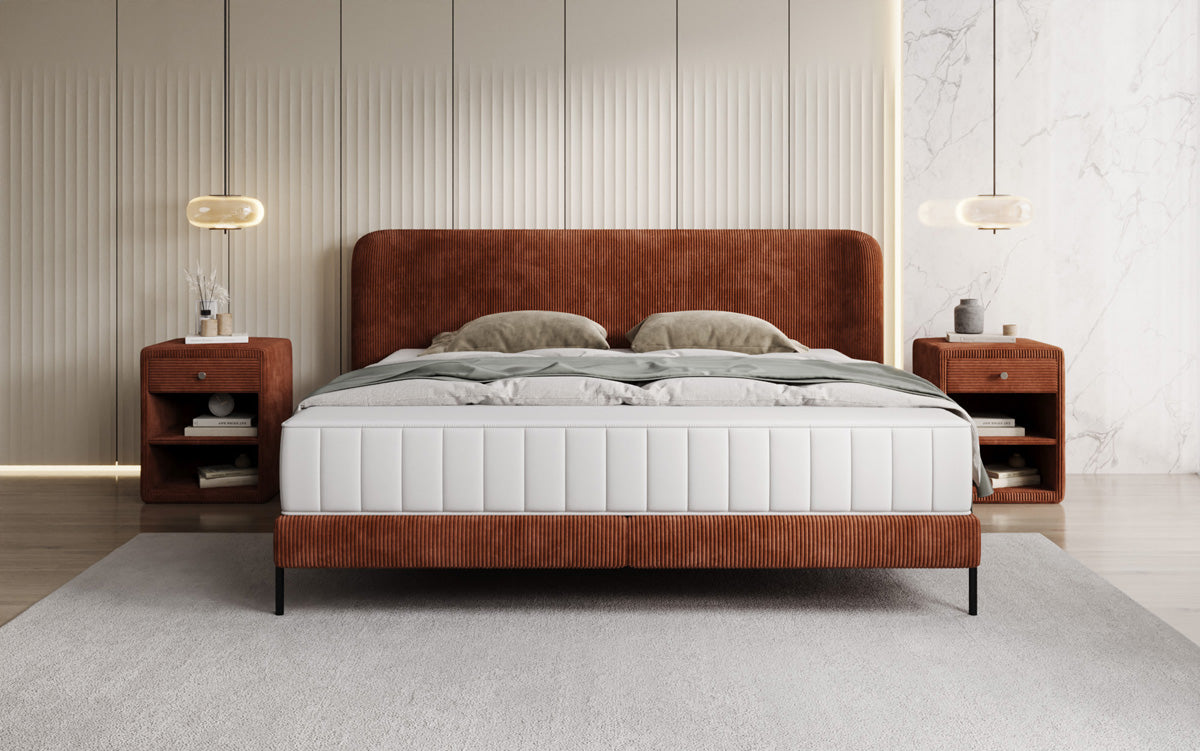 Designer upholstered bed Enna in Corduroy