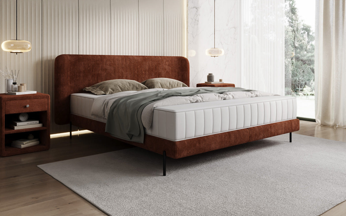 Designer upholstered bed Enna in Corduroy